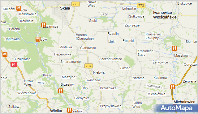 mapa Szczodrkowice, Szczodrkowice na mapie Targeo