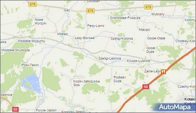 mapa Szeligi-Leśnica, Szeligi-Leśnica na mapie Targeo