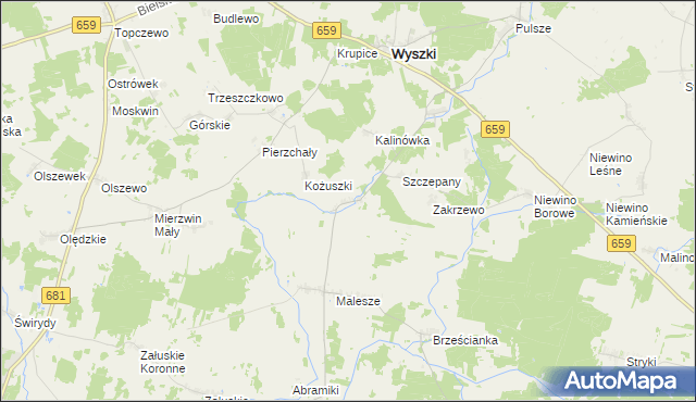 mapa Szpaki gmina Wyszki, Szpaki gmina Wyszki na mapie Targeo