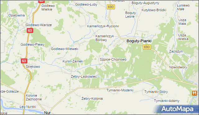 mapa Szpice-Chojnowo, Szpice-Chojnowo na mapie Targeo