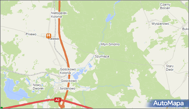 mapa Szumiąca gmina Międzyrzecz, Szumiąca gmina Międzyrzecz na mapie Targeo