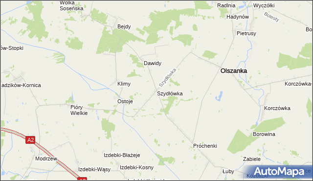 mapa Szydłówka gmina Olszanka, Szydłówka gmina Olszanka na mapie Targeo