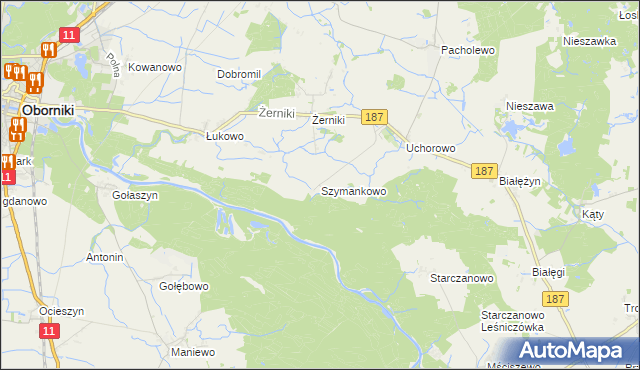 mapa Szymankowo gmina Murowana Goślina, Szymankowo gmina Murowana Goślina na mapie Targeo