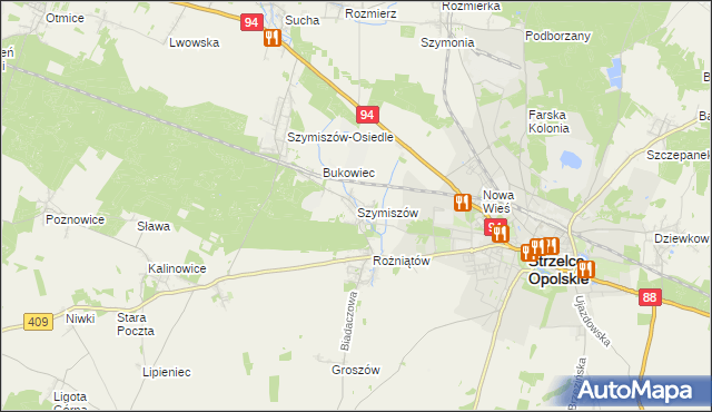 mapa Szymiszów, Szymiszów na mapie Targeo