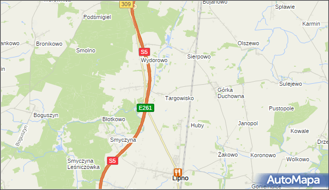 mapa Targowisko gmina Lipno, Targowisko gmina Lipno na mapie Targeo