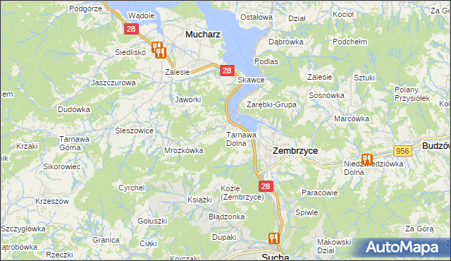 mapa Tarnawa Dolna gmina Zembrzyce, Tarnawa Dolna gmina Zembrzyce na mapie Targeo