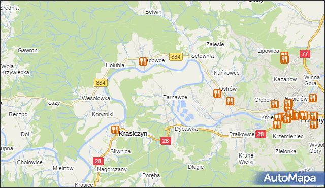 mapa Tarnawce, Tarnawce na mapie Targeo