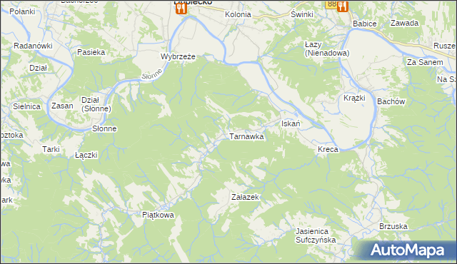 mapa Tarnawka gmina Dubiecko, Tarnawka gmina Dubiecko na mapie Targeo