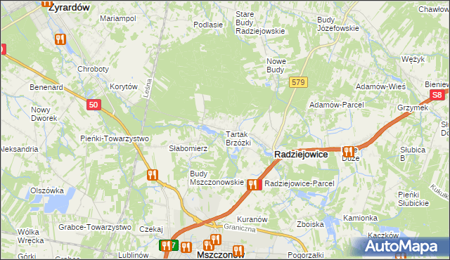 mapa Tartak Brzózki, Tartak Brzózki na mapie Targeo