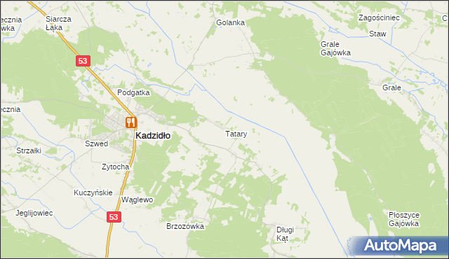 mapa Tatary gmina Kadzidło, Tatary gmina Kadzidło na mapie Targeo