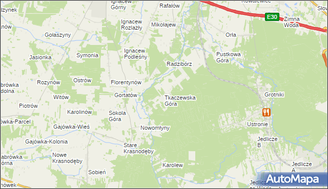 mapa Tkaczewska Góra, Tkaczewska Góra na mapie Targeo