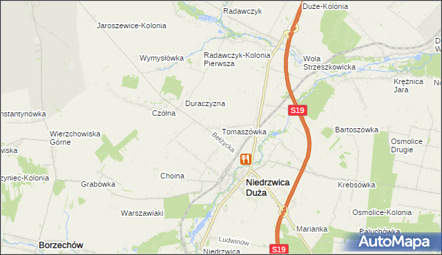 mapa Tomaszówka gmina Niedrzwica Duża, Tomaszówka gmina Niedrzwica Duża na mapie Targeo