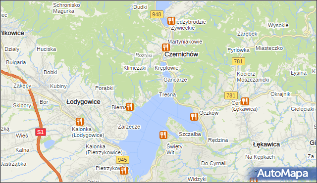 mapa Tresna, Tresna na mapie Targeo