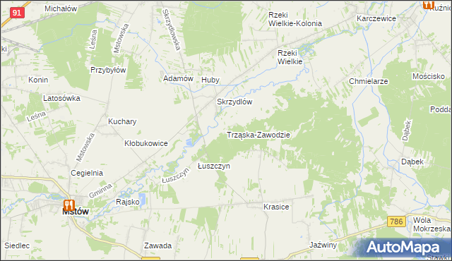 mapa Trząska-Zawodzie, Trząska-Zawodzie na mapie Targeo