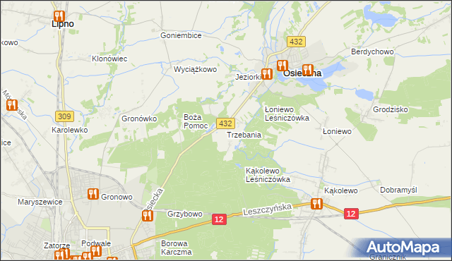 mapa Trzebania, Trzebania na mapie Targeo