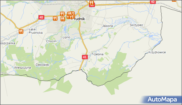 mapa Trzebina gmina Lubrza, Trzebina gmina Lubrza na mapie Targeo