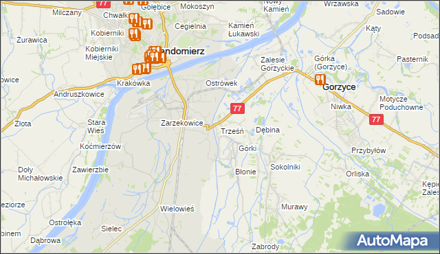 mapa Trześń gmina Gorzyce, Trześń gmina Gorzyce na mapie Targeo