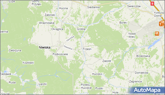 mapa Trześń gmina Niwiska, Trześń gmina Niwiska na mapie Targeo