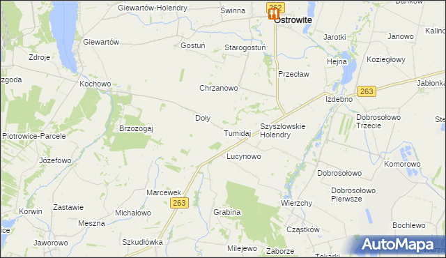 mapa Tumidaj gmina Ostrowite, Tumidaj gmina Ostrowite na mapie Targeo