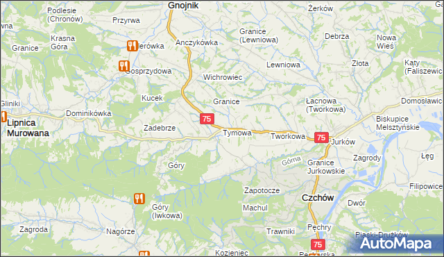 mapa Tymowa gmina Czchów, Tymowa gmina Czchów na mapie Targeo