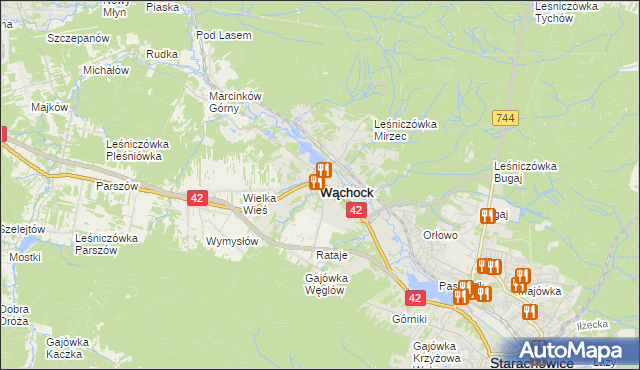 mapa Wąchock, Wąchock na mapie Targeo