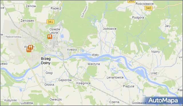 mapa Wały gmina Brzeg Dolny, Wały gmina Brzeg Dolny na mapie Targeo