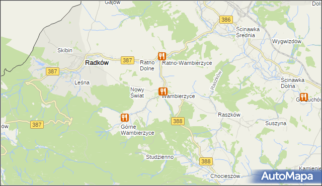 mapa Wambierzyce, Wambierzyce na mapie Targeo