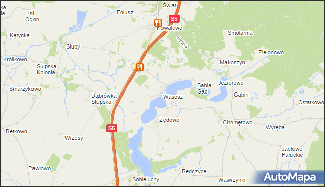 mapa Wąsosz gmina Szubin, Wąsosz gmina Szubin na mapie Targeo