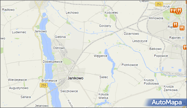 mapa Węgierce gmina Pakość, Węgierce gmina Pakość na mapie Targeo