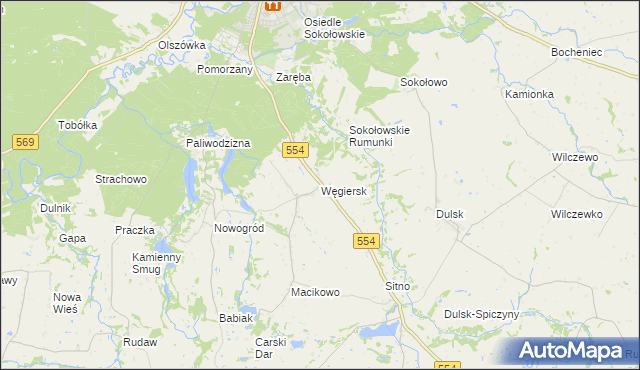 mapa Węgiersk, Węgiersk na mapie Targeo