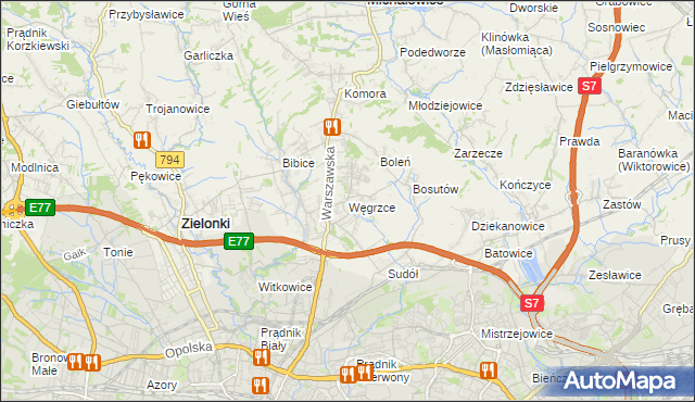 mapa Węgrzce gmina Zielonki, Węgrzce gmina Zielonki na mapie Targeo