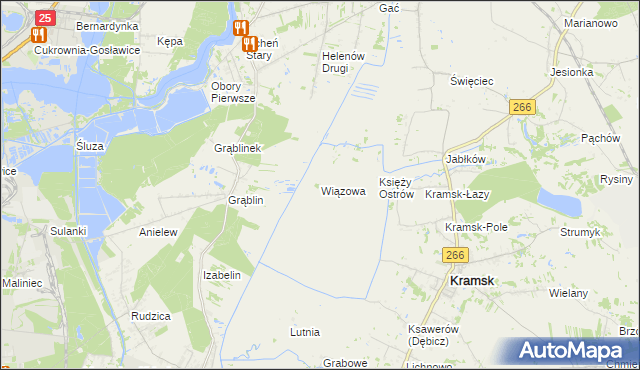 mapa Wiązowa gmina Kramsk, Wiązowa gmina Kramsk na mapie Targeo