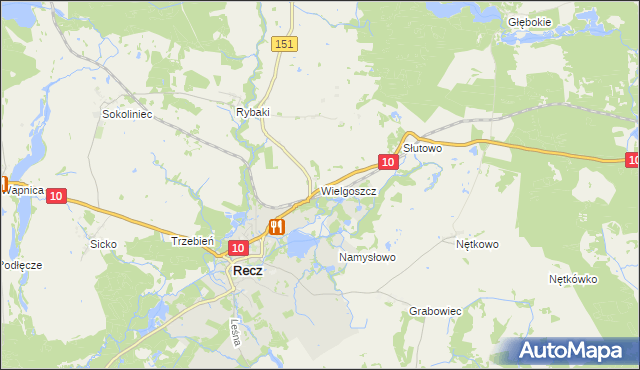 mapa Wielgoszcz, Wielgoszcz na mapie Targeo