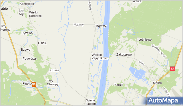 mapa Wielkie Zajączkowo, Wielkie Zajączkowo na mapie Targeo