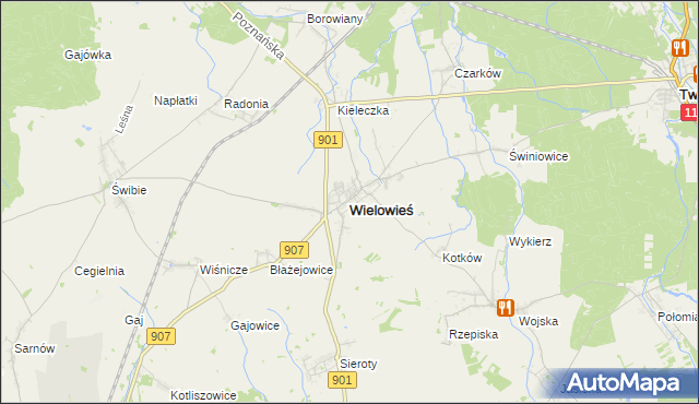 mapa Wielowieś powiat gliwicki, Wielowieś powiat gliwicki na mapie Targeo