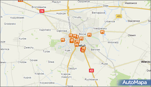 mapa Wieluń, Wieluń na mapie Targeo