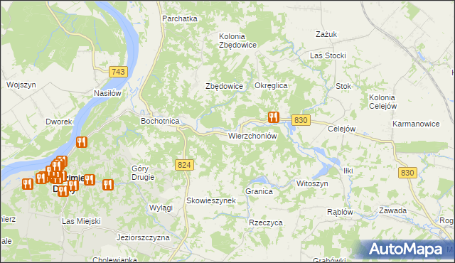 mapa Wierzchoniów, Wierzchoniów na mapie Targeo