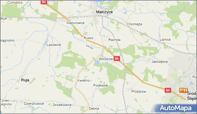 mapa Wilczków gmina Malczyce, Wilczków gmina Malczyce na mapie Targeo