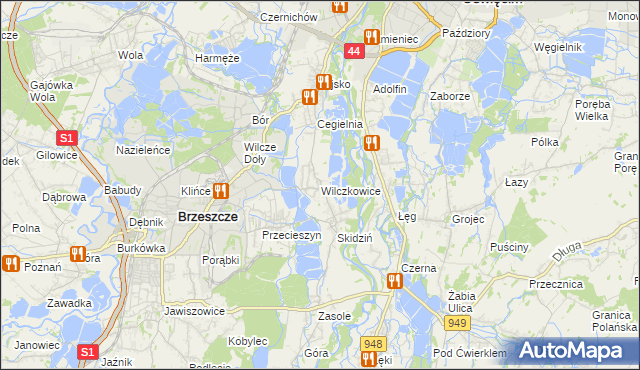 mapa Wilczkowice gmina Brzeszcze, Wilczkowice gmina Brzeszcze na mapie Targeo