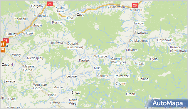 mapa Wilczyce gmina Dobra, Wilczyce gmina Dobra na mapie Targeo
