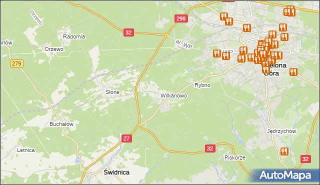 mapa Wilkanowo gmina Świdnica, Wilkanowo gmina Świdnica na mapie Targeo