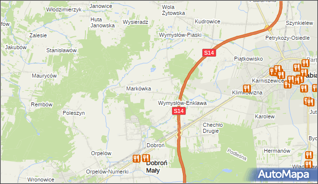 mapa Wincentów gmina Dobroń, Wincentów gmina Dobroń na mapie Targeo