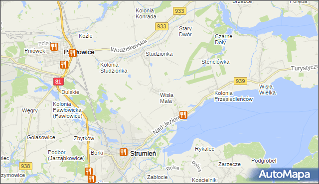 mapa Wisła Mała, Wisła Mała na mapie Targeo