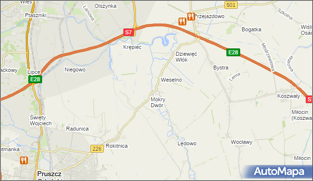 mapa Wiślina, Wiślina na mapie Targeo