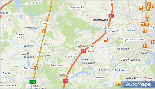 mapa Władysławów gmina Lesznowola, Władysławów gmina Lesznowola na mapie Targeo