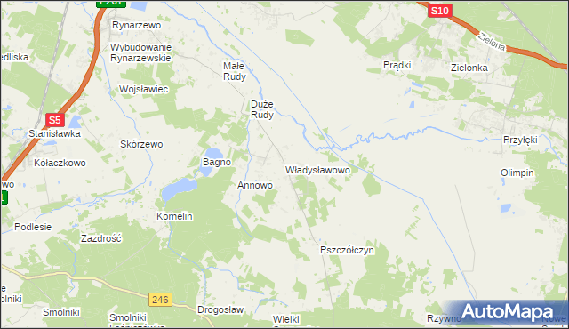 mapa Władysławowo gmina Łabiszyn, Władysławowo gmina Łabiszyn na mapie Targeo