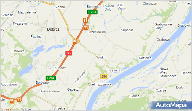 mapa Włóki gmina Dobrcz, Włóki gmina Dobrcz na mapie Targeo