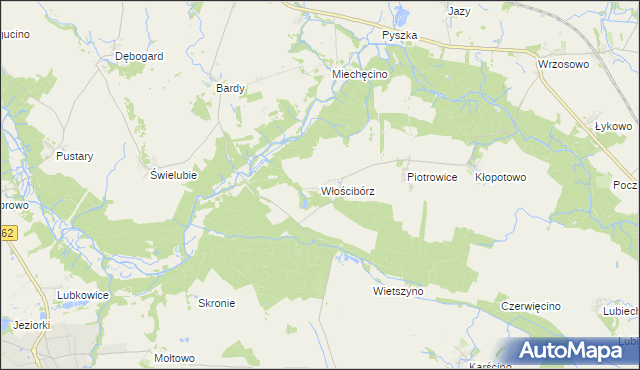 mapa Włościbórz gmina Dygowo, Włościbórz gmina Dygowo na mapie Targeo