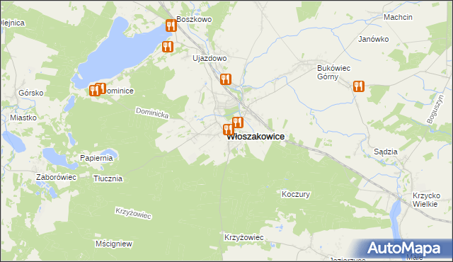 mapa Włoszakowice, Włoszakowice na mapie Targeo