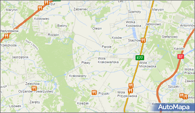 mapa Wola Krakowiańska, Wola Krakowiańska na mapie Targeo